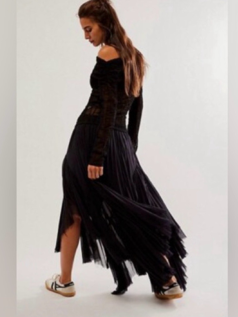 Free People Clover Skirt Black Whimsy Boho Asymmetrical Raw Hem Witchy Whimsical